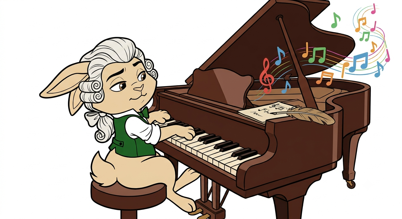 Tinker 1.0 β bunny composing on the grand staff